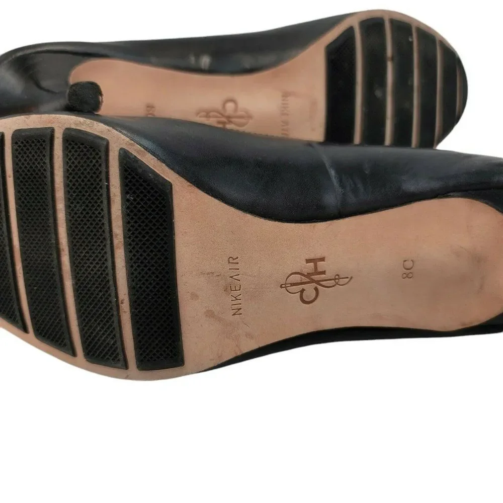 Cole Haan Air Black Leather Heels Slip On Shoes 8 C